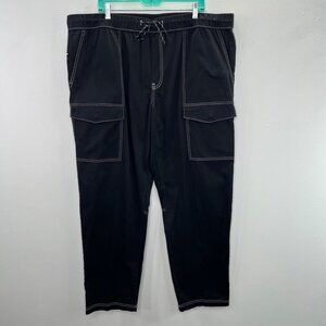 Edgar and Ash Cargo Pants 2XL Black Pull On Drawstring Elastic Waist Loose